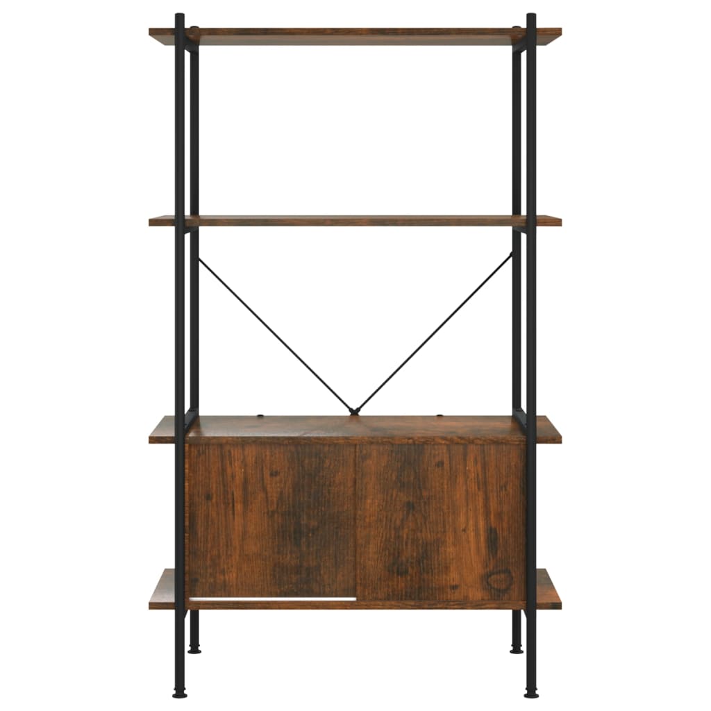 Etagère de rangement 5 niveaux avec placard 80x40x163 cm acier et dérivé du bois