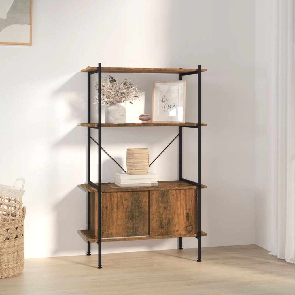 Etagère de rangement 5 niveaux avec placard 80x40x163 cm acier et dérivé du bois