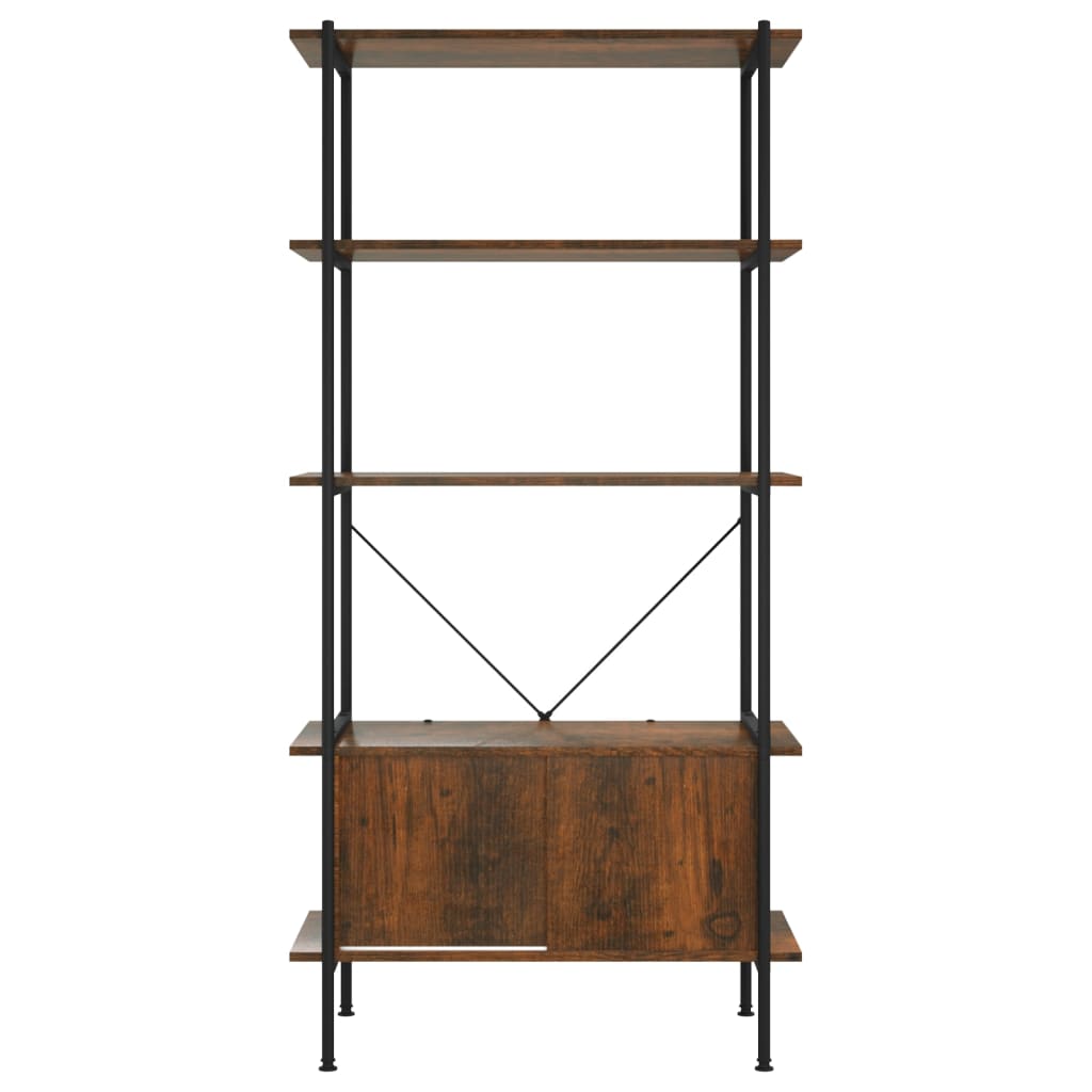 Etagère de rangement 5 niveaux avec placard 80x40x163 cm acier et dérivé du bois