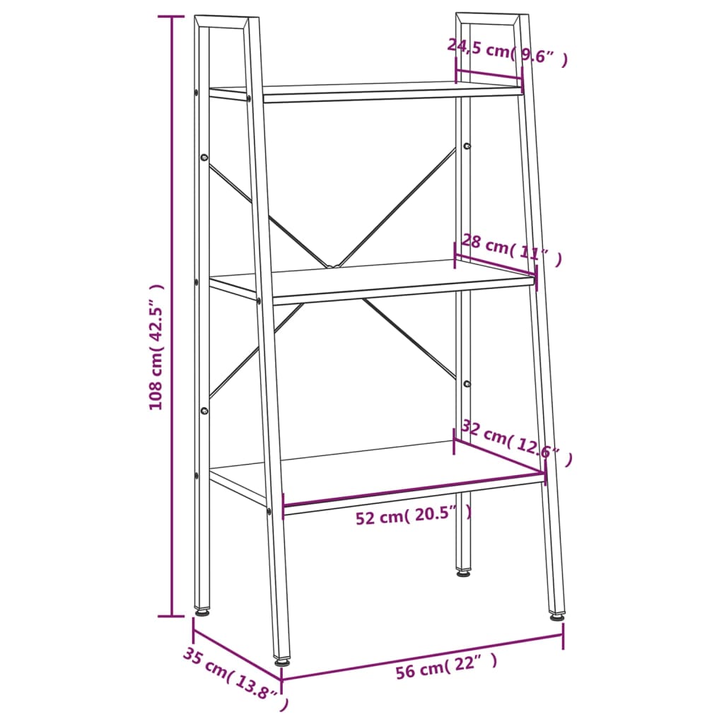 Meuble de rangement avec 4 étagères 56x35x140 cm