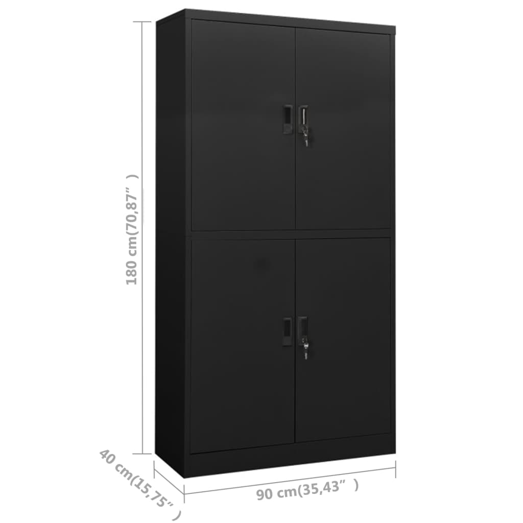 Armoire de bureau 90x40x180 cm en acier