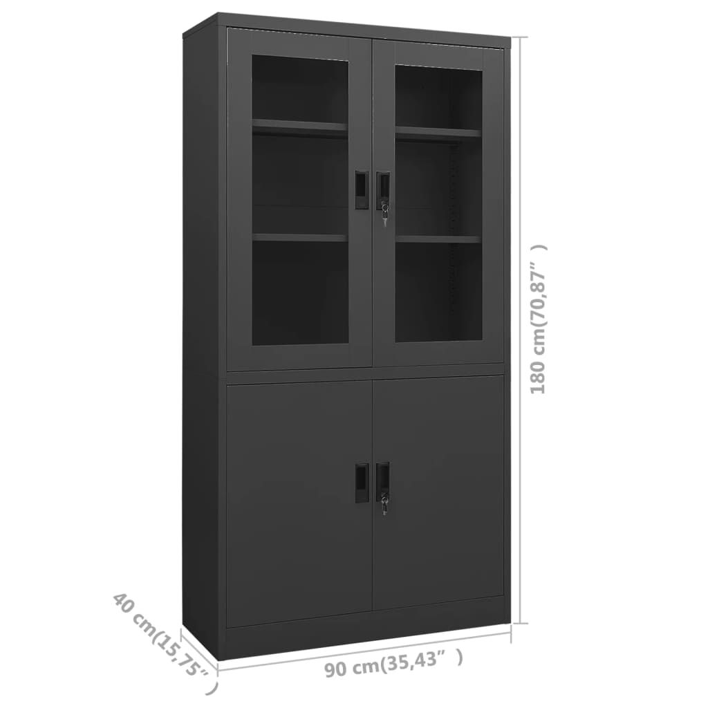 Armoire de bureau 90x40x180 cm acier, anthracite