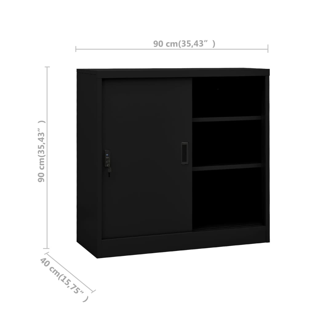 Armoire de bureau à portes coulissantes 90x40x90 cm en acier