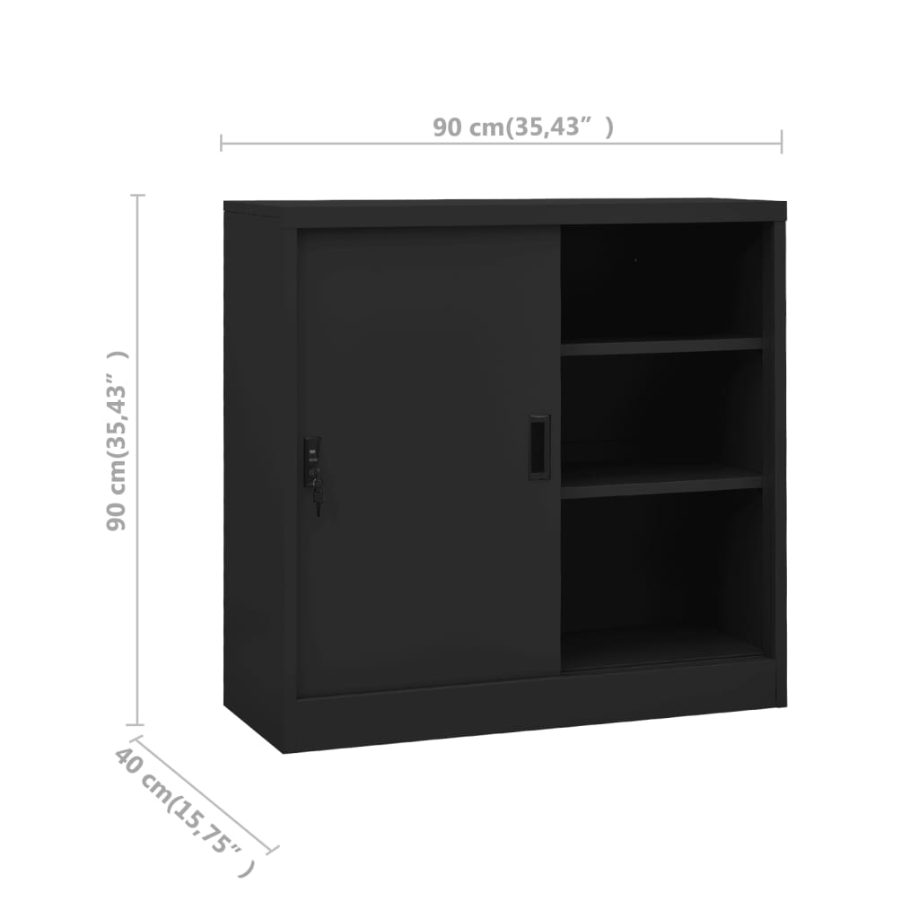 Armoire de bureau à portes coulissantes 90x40x90 cm en acier