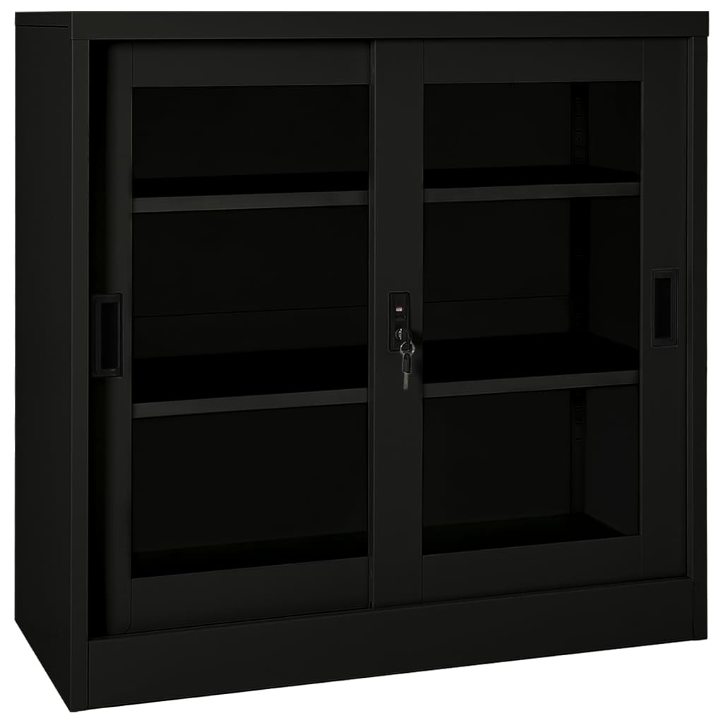 Armoire à portes coulissantes avec jardinière en acier, anthracite