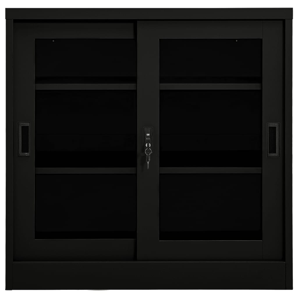 Armoire à portes coulissantes avec jardinière en acier, anthracite