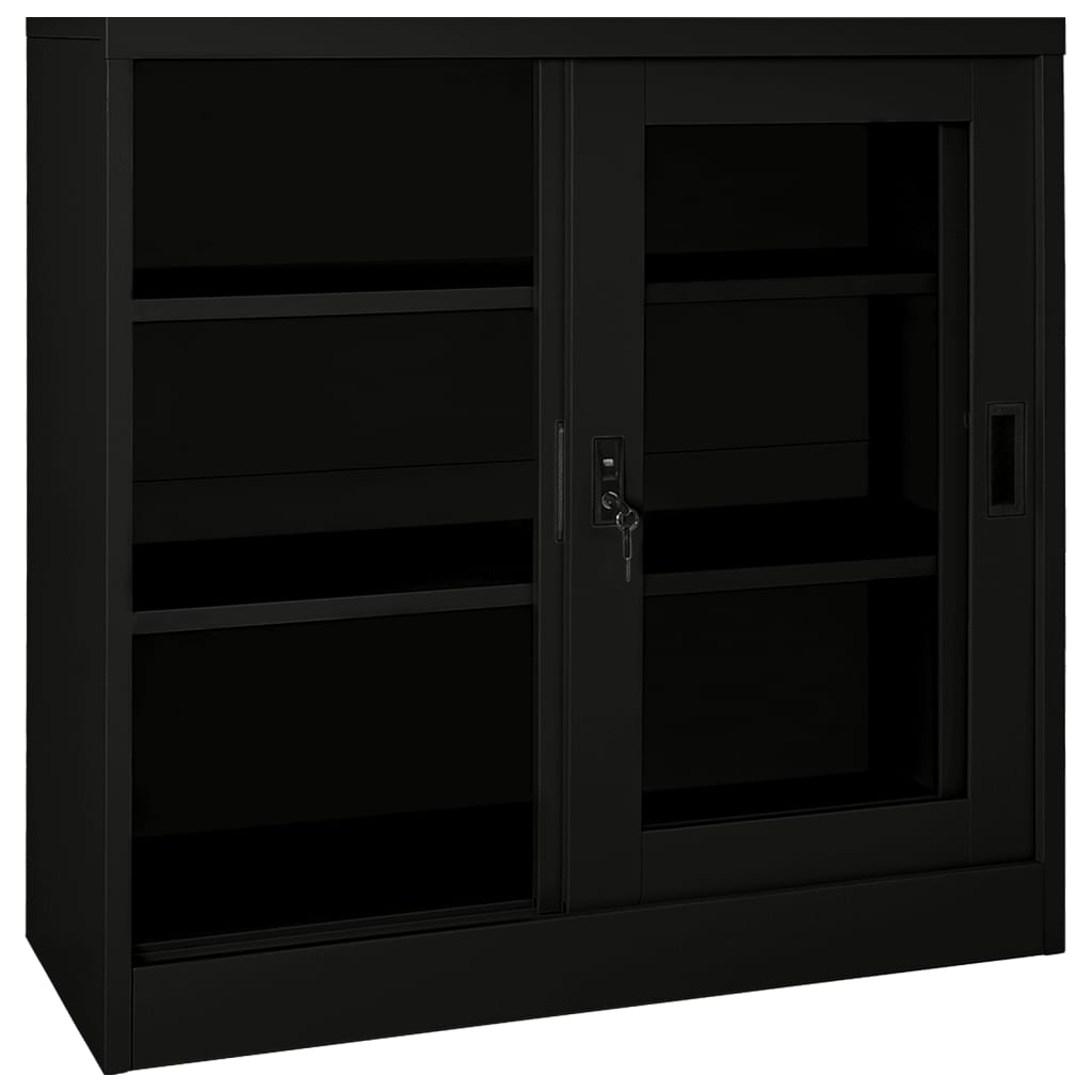 Armoire à portes coulissantes avec jardinière en acier, anthracite