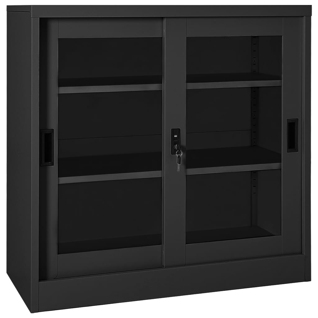 Armoire à portes coulissantes avec jardinière en acier, anthracite