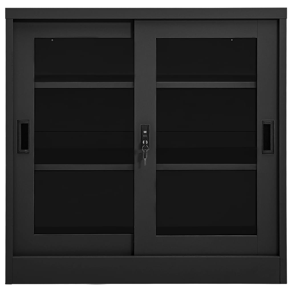 Armoire à portes coulissantes avec jardinière en acier, anthracite