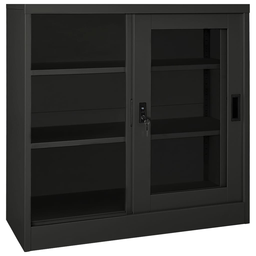 Armoire à portes coulissantes avec jardinière en acier, anthracite