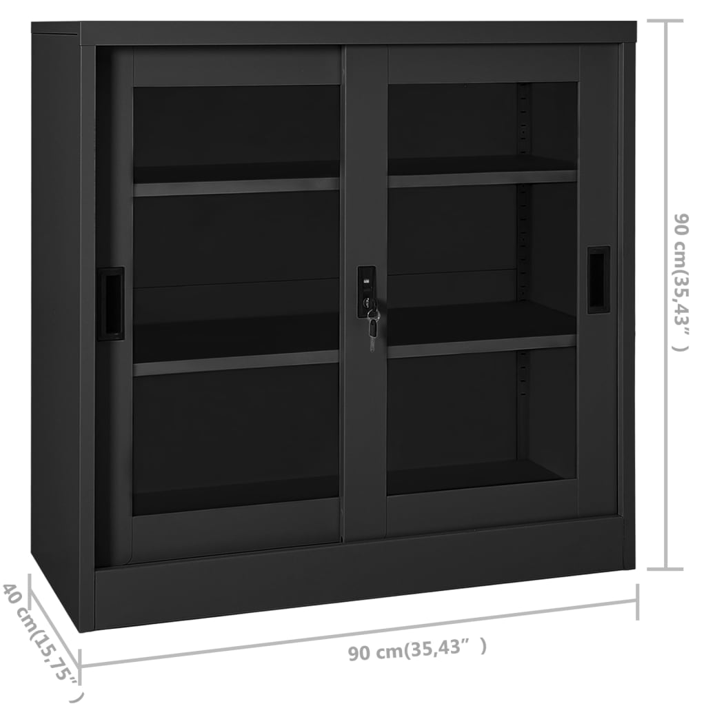 Armoire à portes coulissantes avec jardinière en acier, anthracite