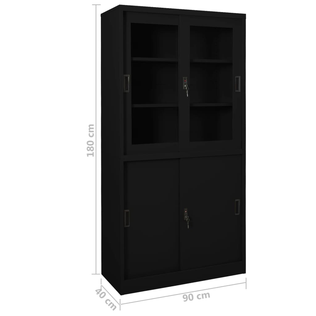 Armoire de bureau à portes coulissantes 90x40x180 cm en acier