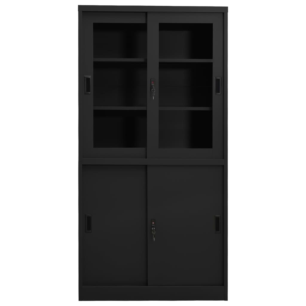 Armoire de bureau à portes coulissantes 90x40x180 cm en acier