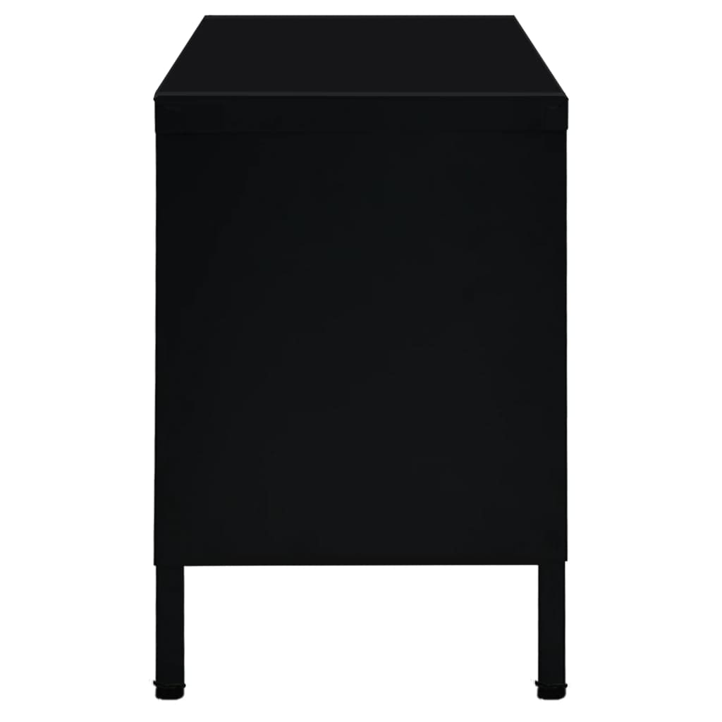 Meuble TV 90x30x44 cm acier et verre anthracite