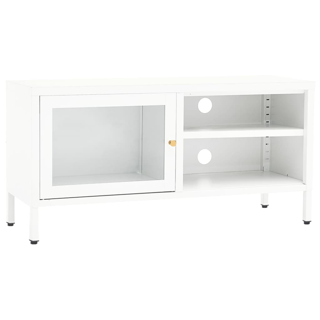 Meuble TV 90x30x44 cm acier et verre anthracite