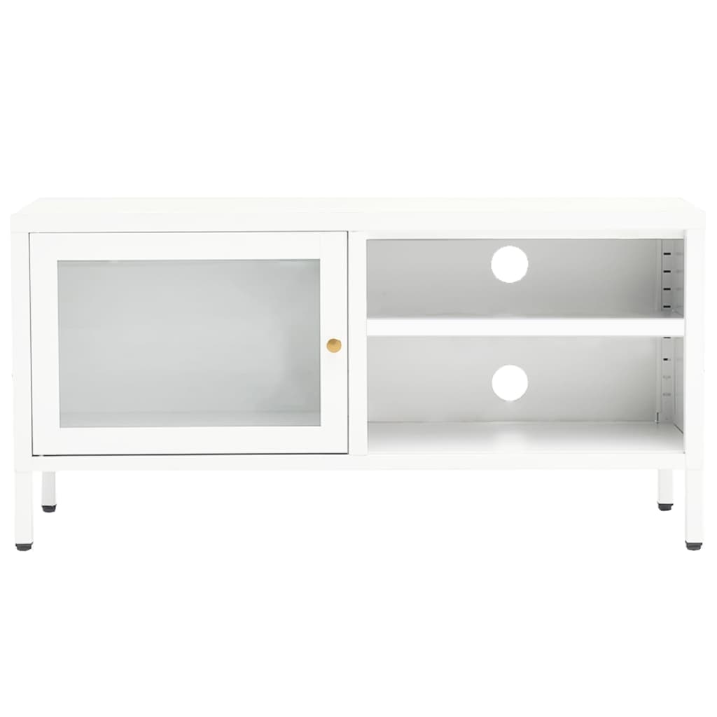 Meuble TV 90x30x44 cm acier et verre anthracite