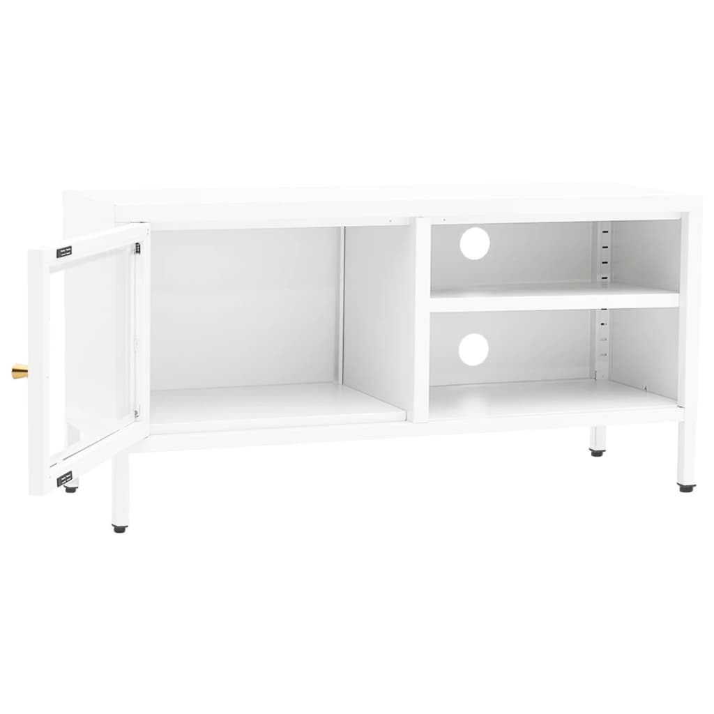 Meuble TV 90x30x44 cm acier et verre anthracite