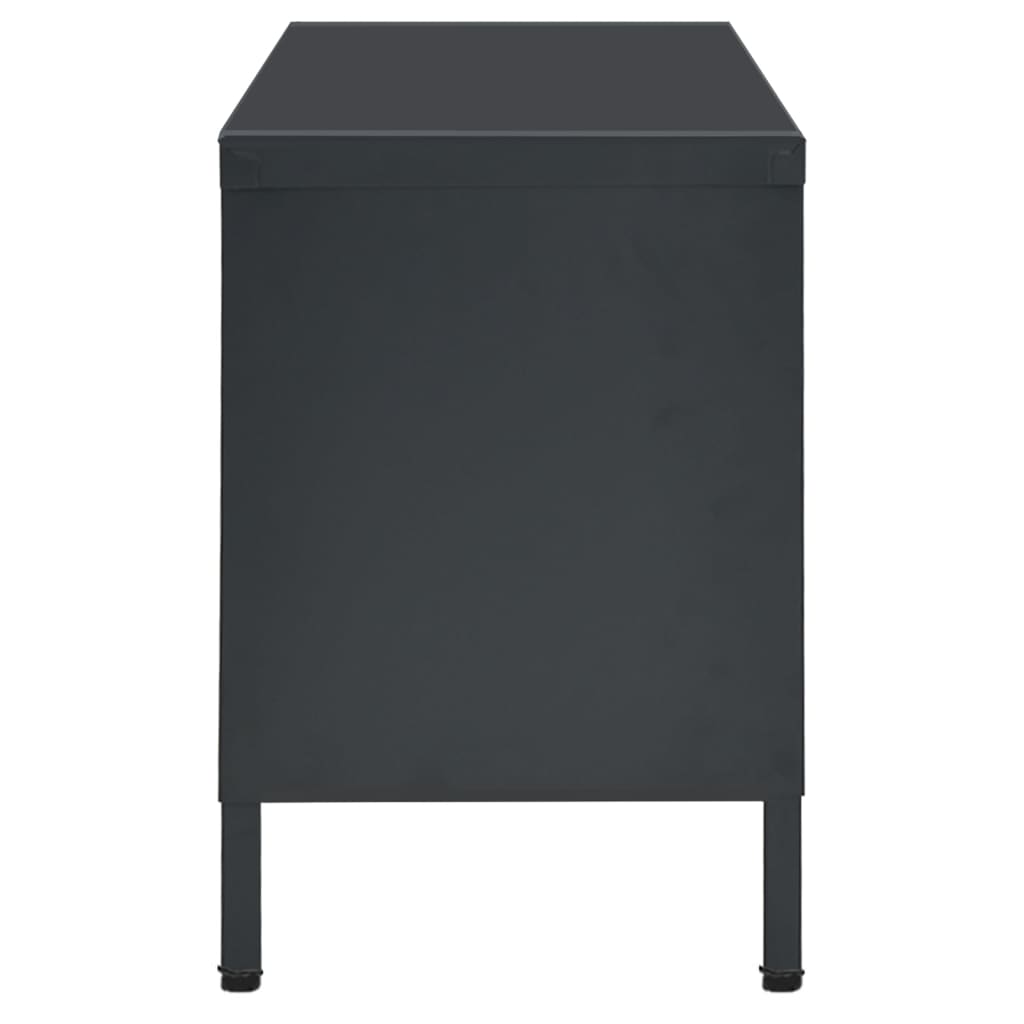 Meuble TV 90x30x44 cm acier et verre anthracite