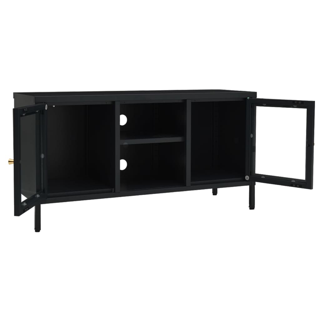 Meuble TV 105x35x52 cm acier et verre