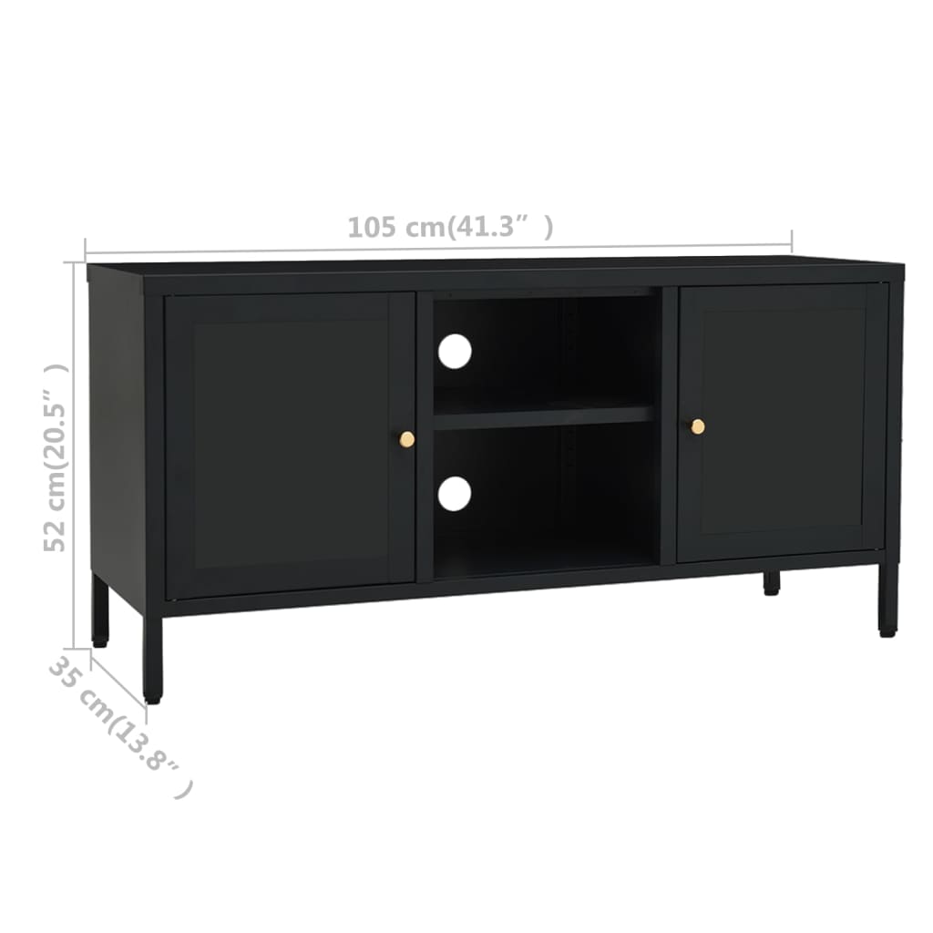 Tv-meubel 105x35x52 cm staal en glas