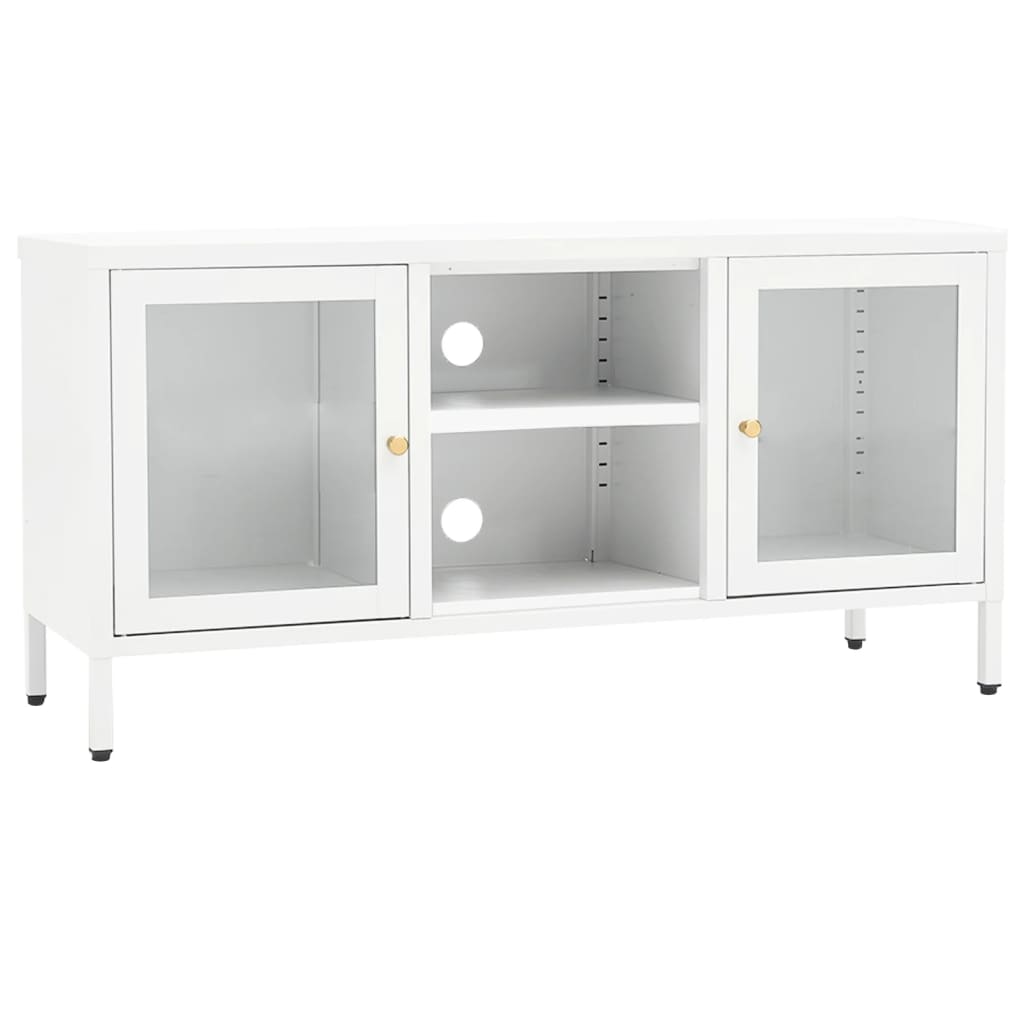 Meuble TV 105x35x52 cm acier et verre