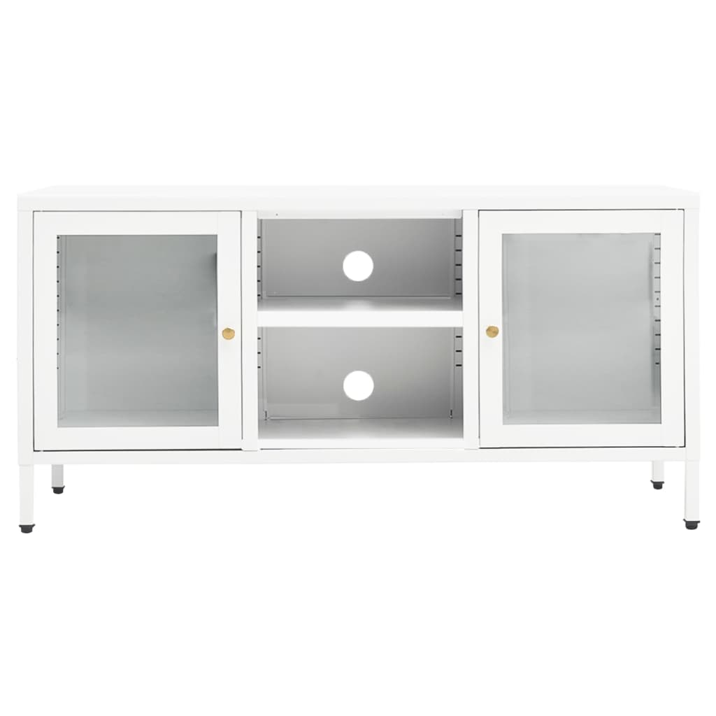 Meuble TV 105x35x52 cm acier et verre