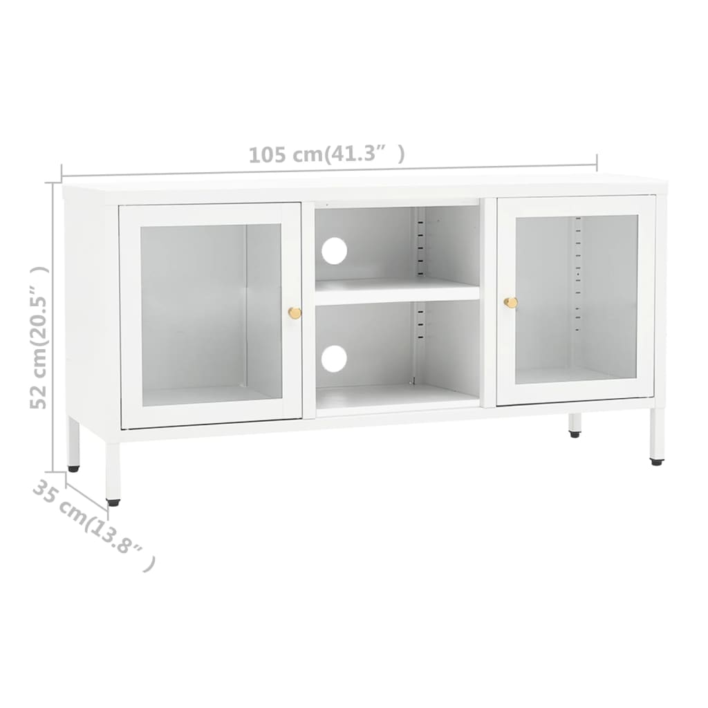 Meuble TV 105x35x52 cm acier et verre