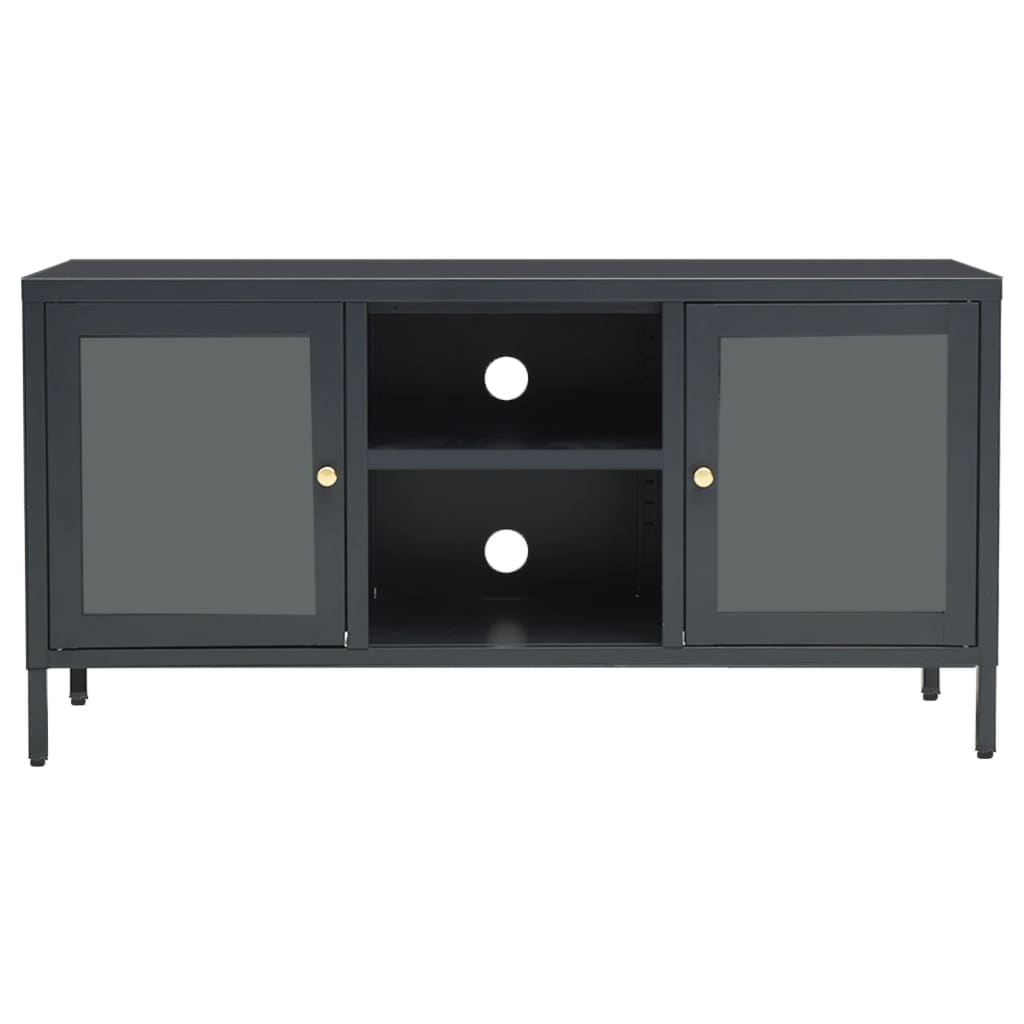 Tv-meubel 105x35x52 cm staal en glas