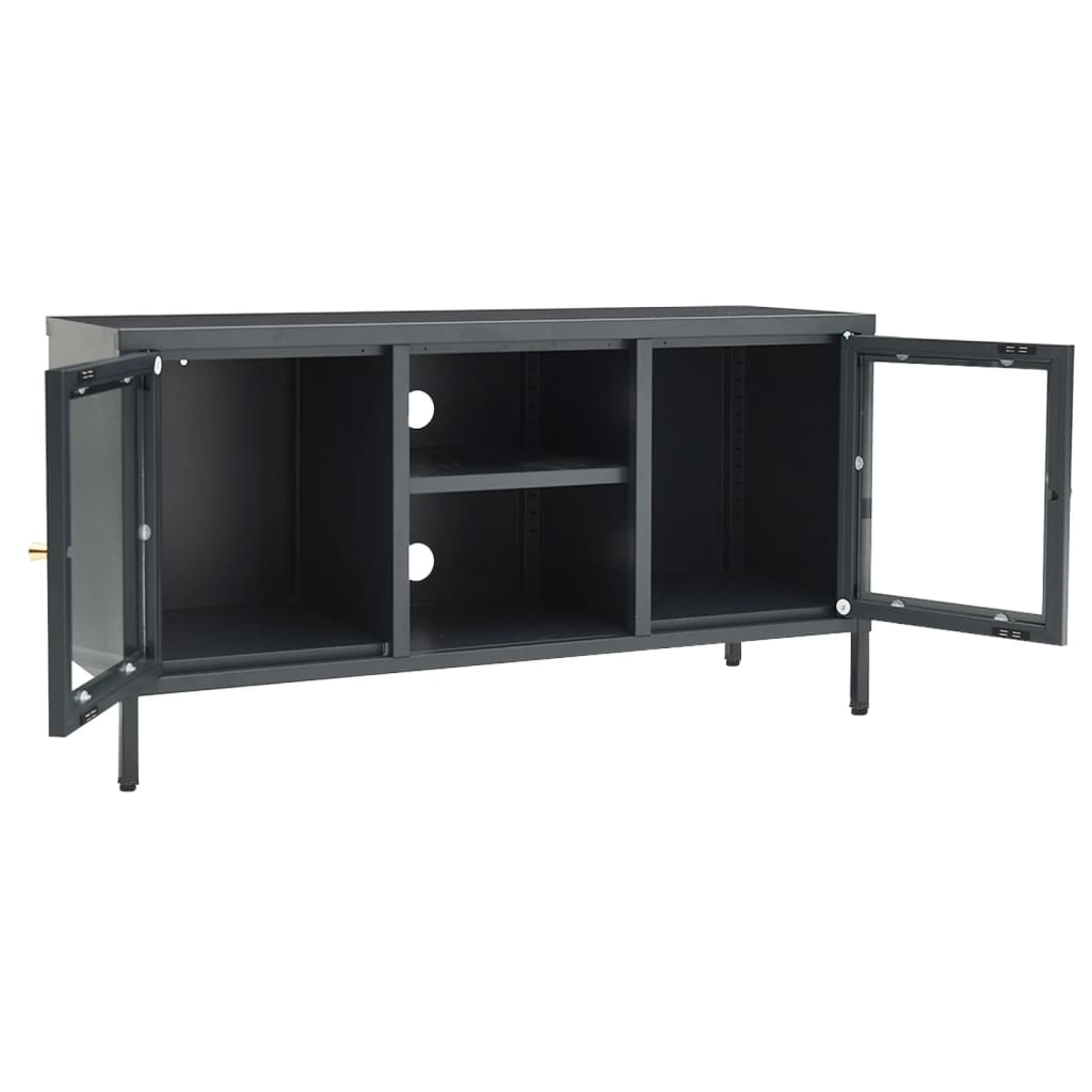 Meuble TV 105x35x52 cm acier et verre