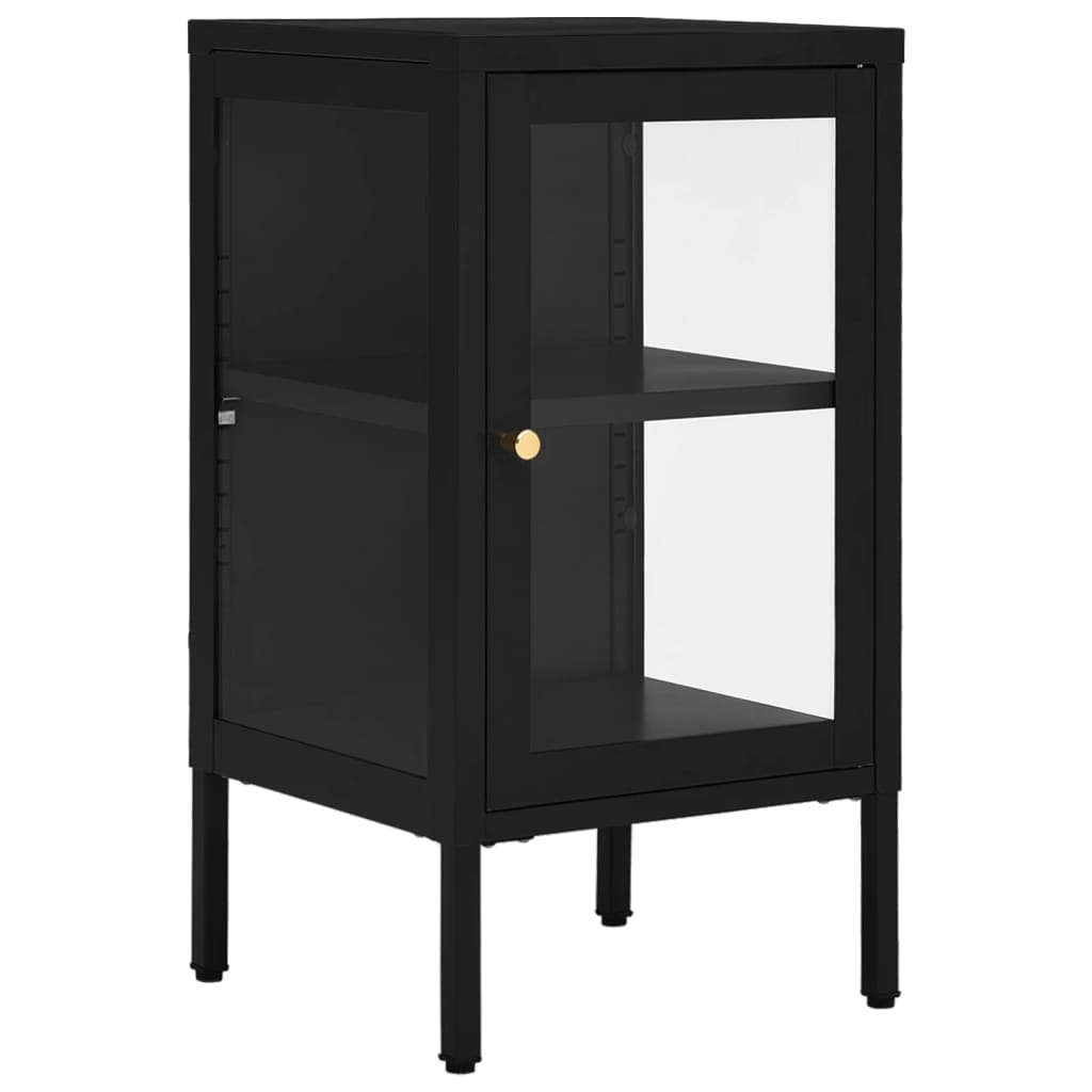 Dressoir 38x35x70 cm staal en glas antracietkleurig