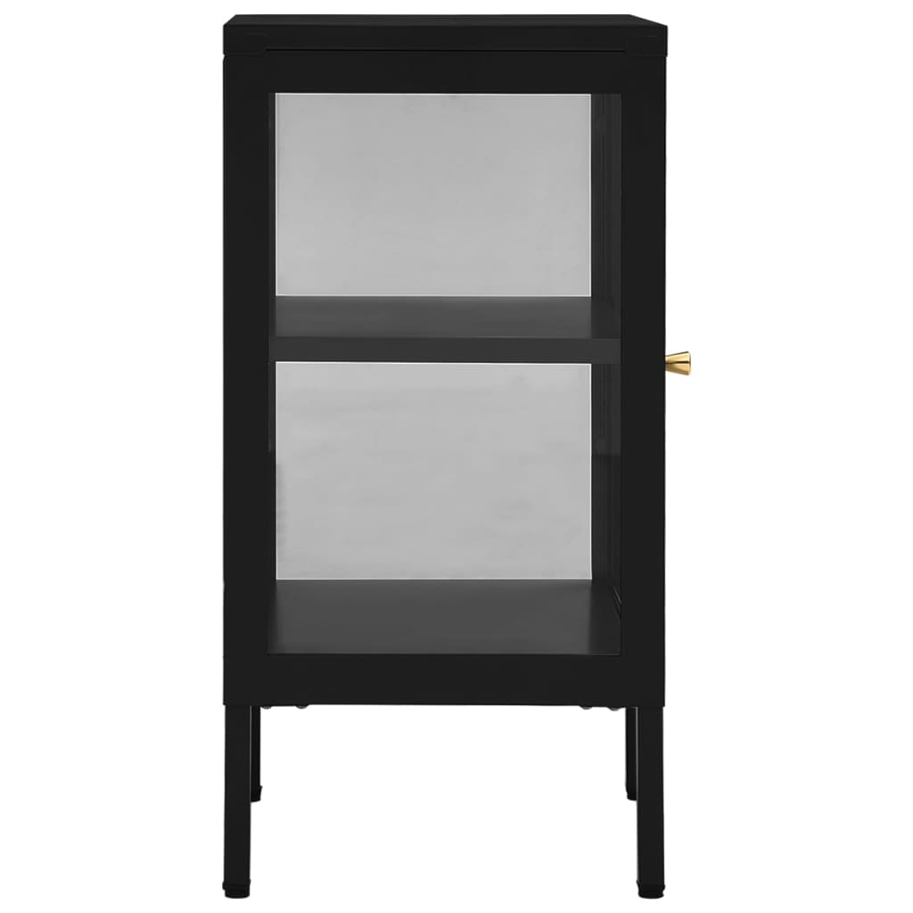 Dressoir 38x35x70 cm staal en glas antracietkleurig