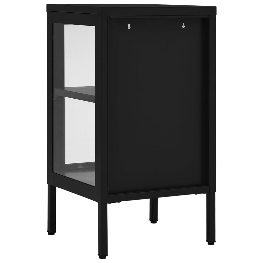 Dressoir 38x35x70 cm staal en glas antracietkleurig