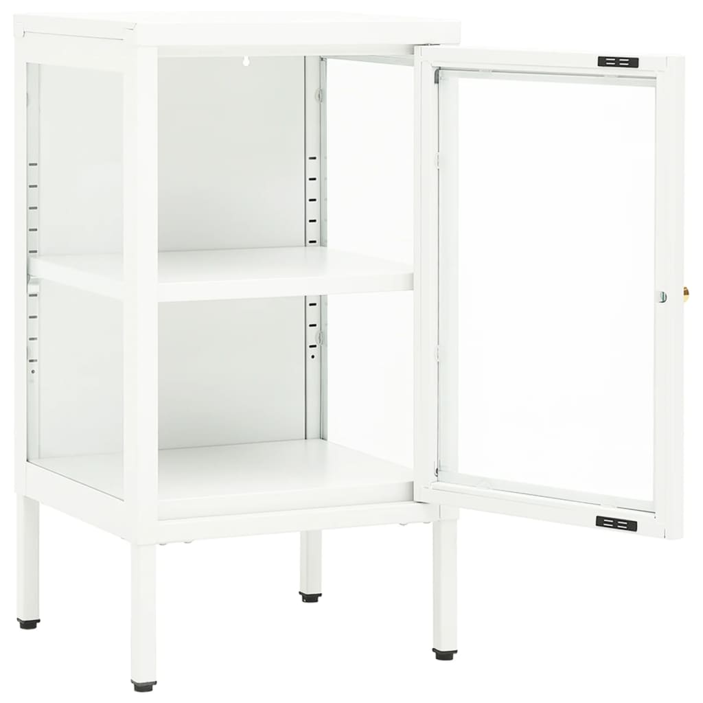 Dressoir 38x35x70 cm staal en glas antracietkleurig