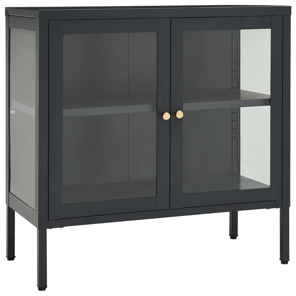 Dressoir 70x35x70 cm staal en glas