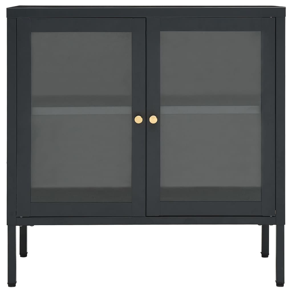 Dressoir 70x35x70 cm staal en glas