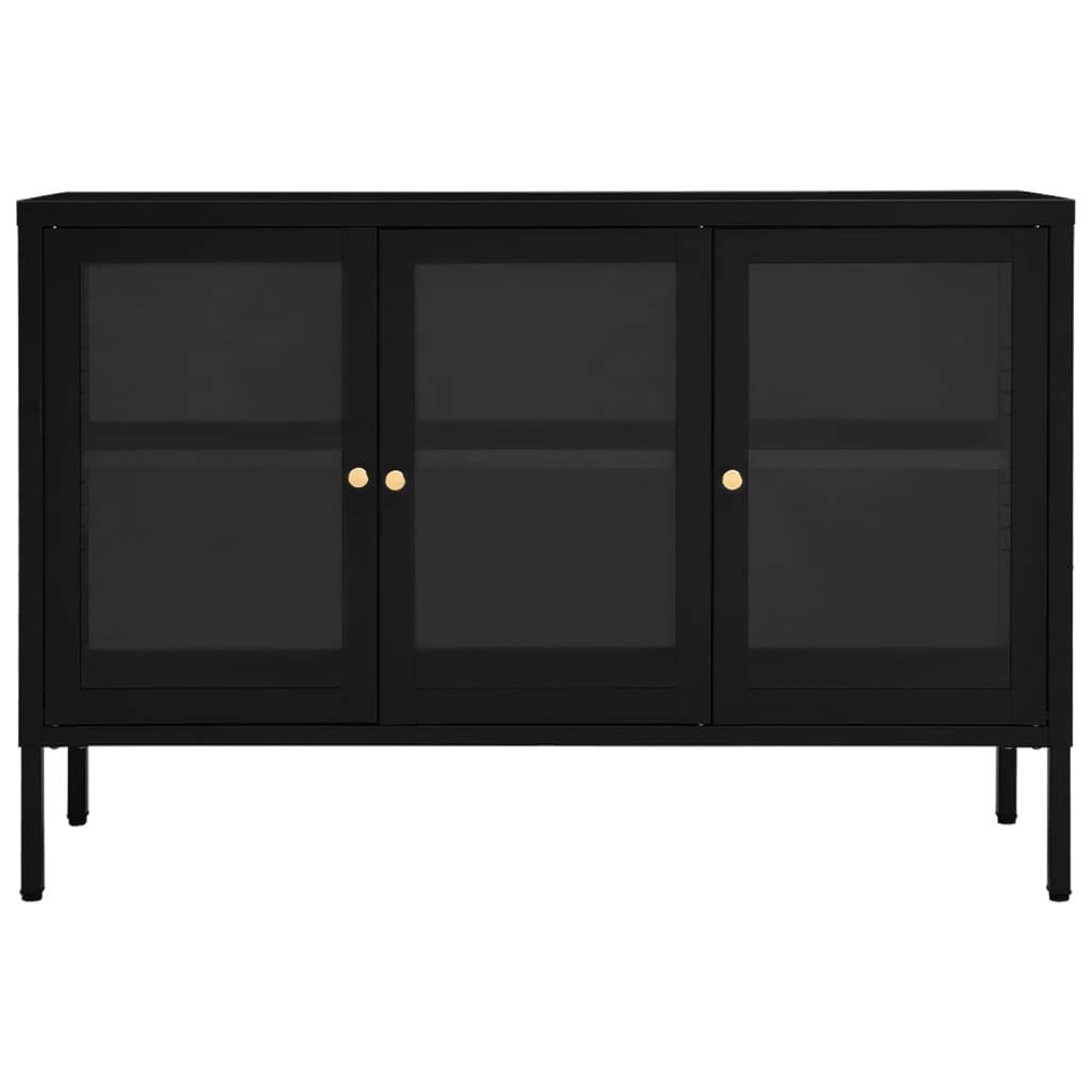 Buffet 105x35x70 cm acier et verre anthracite