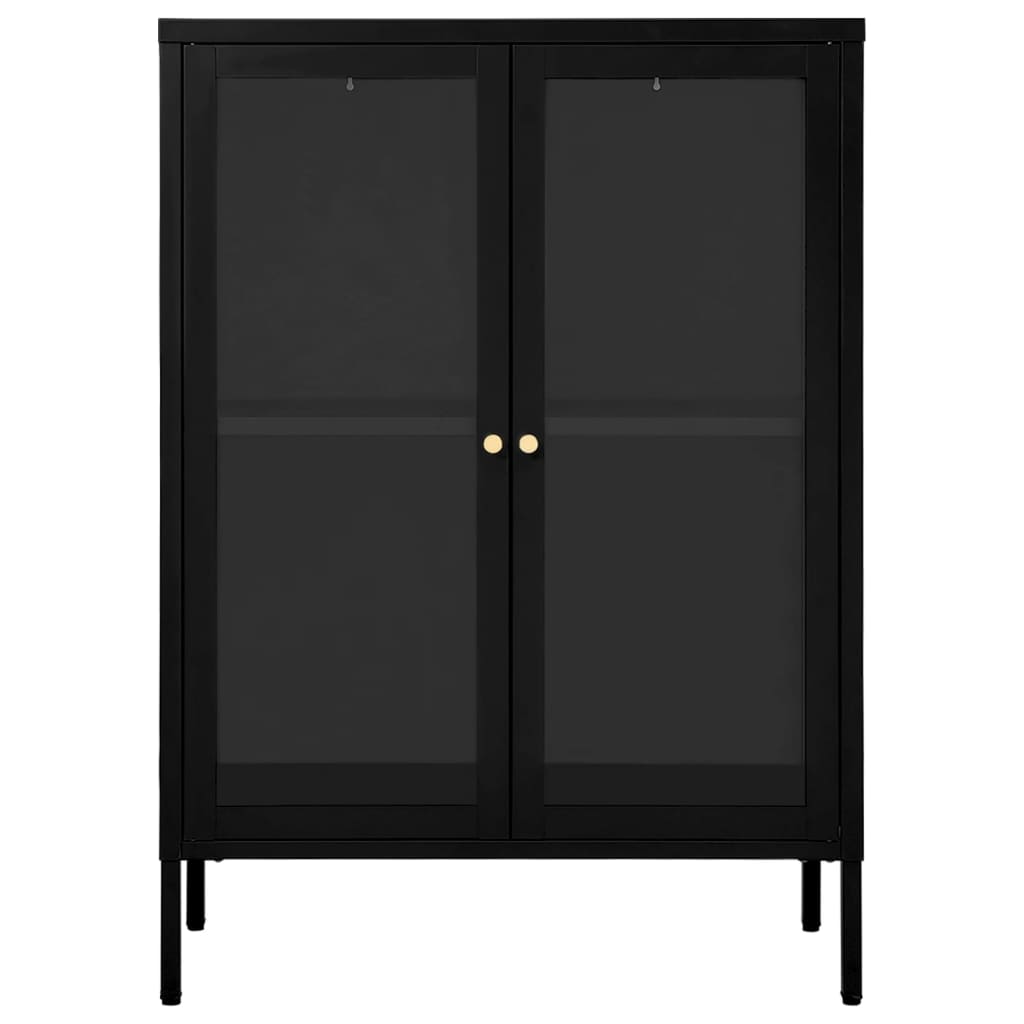 Dressoir 75x35x105 cm staal en glas antracietkleurig