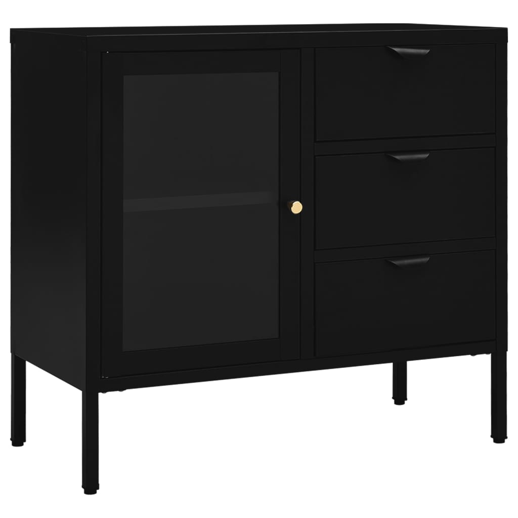 Buffet 75x35x70 cm en acier et verre trempé, anthracite