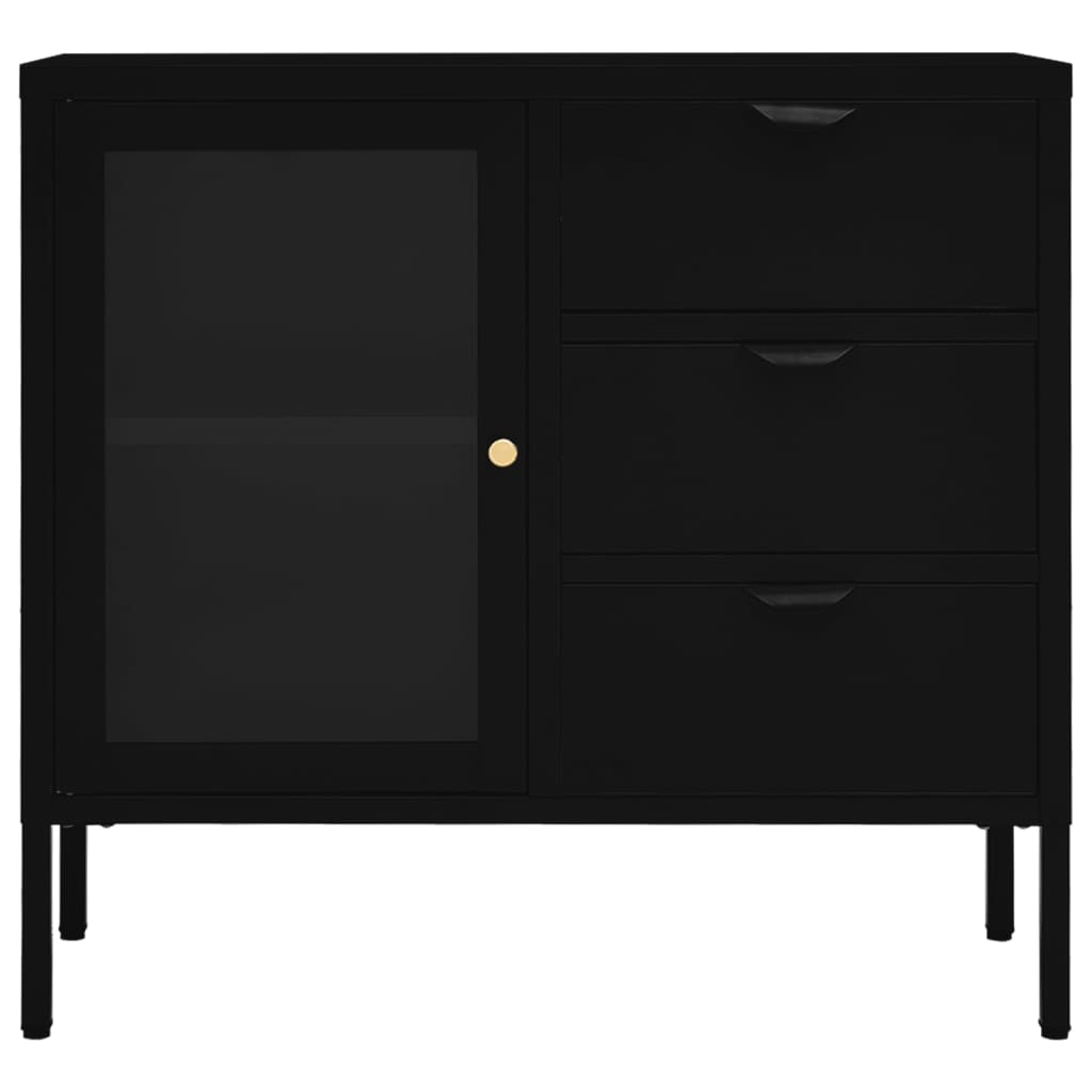 Buffet 75x35x70 cm en acier et verre trempé, anthracite