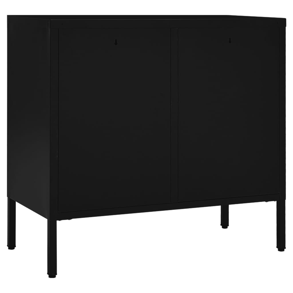 Buffet 75x35x70 cm en acier et verre trempé, anthracite