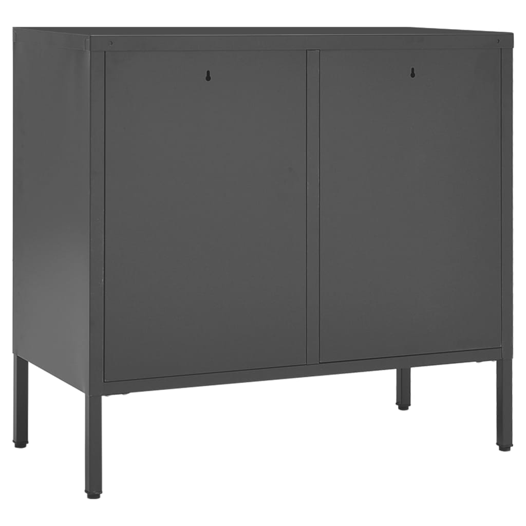 Buffet 75x35x70 cm en acier et verre trempé, anthracite