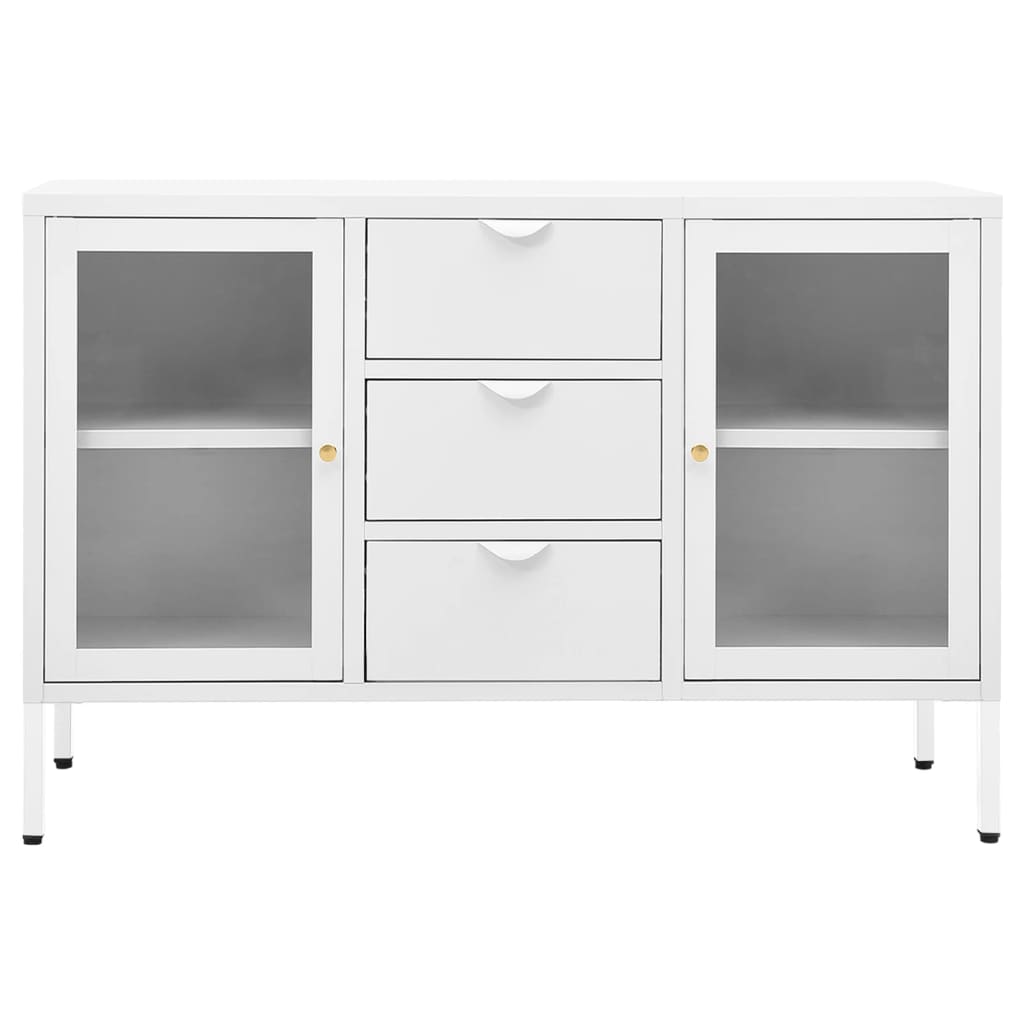 Dressoir 105x35x70 cm staal en gehard glas