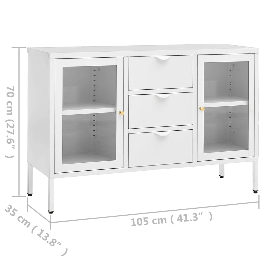 Dressoir 105x35x70 cm staal en gehard glas