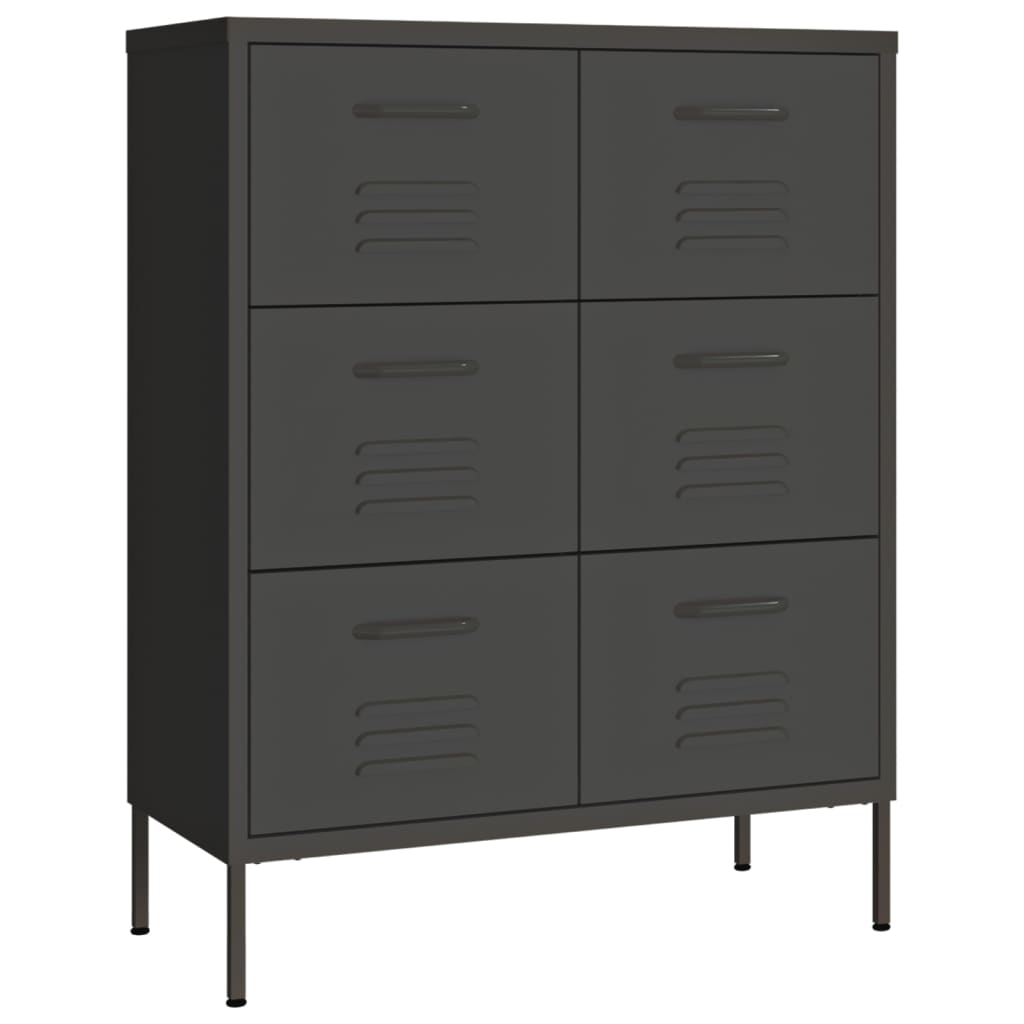 Commode 80x35x101,5 cm acier, anthracite