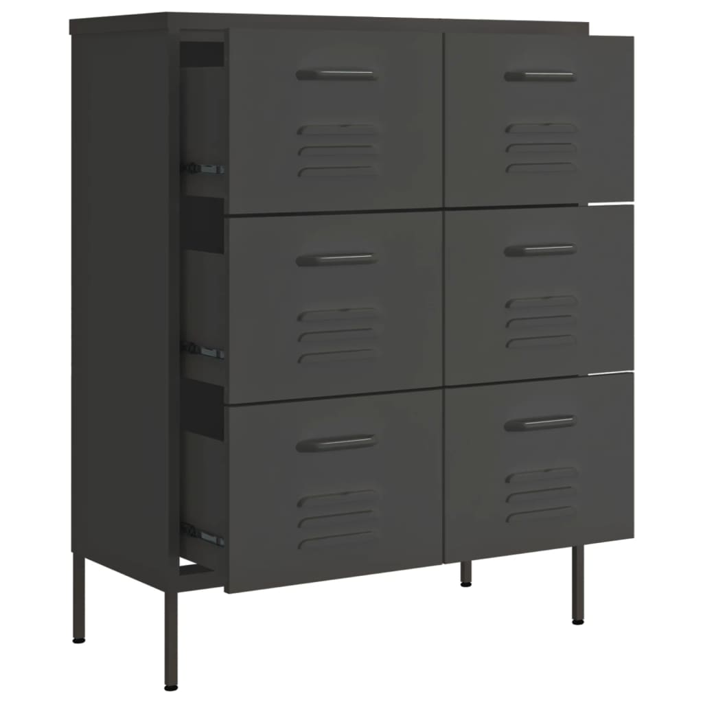 Commode 80x35x101,5 cm acier, anthracite