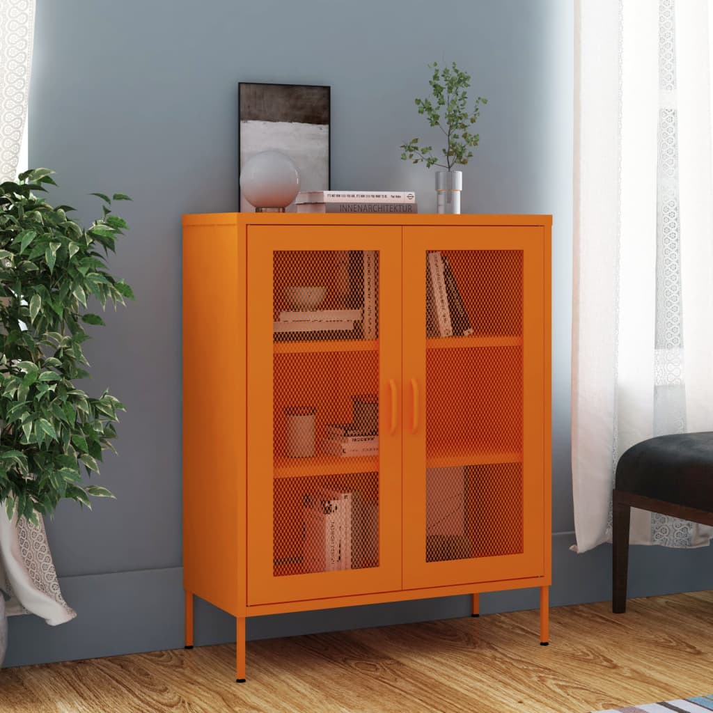 Meuble de rangement 80x35x101,5 cm acier orange