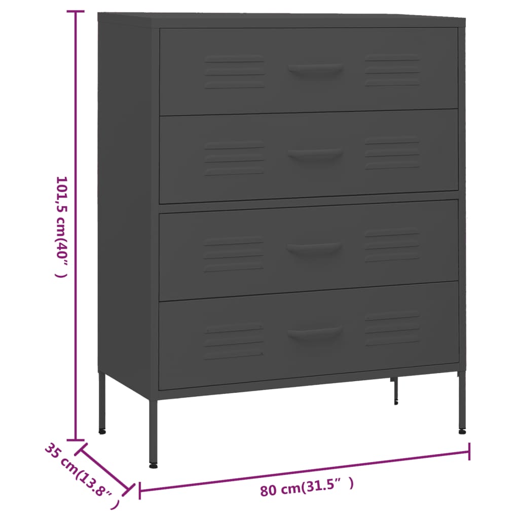 Ladekast 80x35x101,5 cm staal