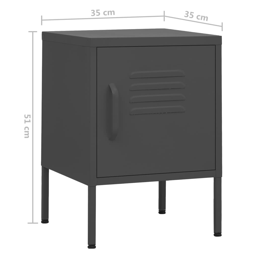 Table de chevet 35x35x51 cm en acier