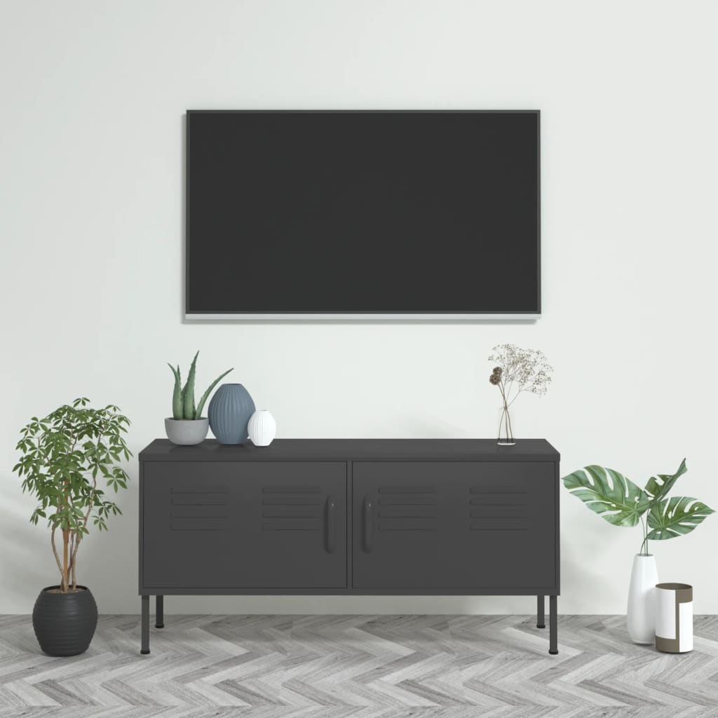 Meuble TV 105x35x50 cm en acier