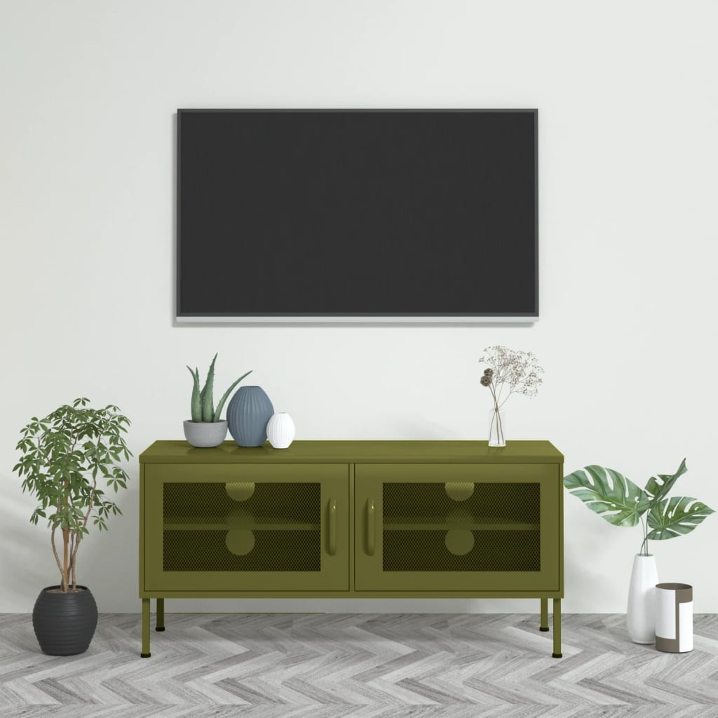 Meuble TV 105x35x50 cm en acier